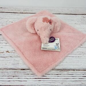 New Parents Choice Pink Elephant Flowers Satin Plush Baby Security Blanket Lovey